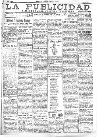 'La publicidad  : diario de avisos noticias y telegramas. Eco fiel de la opinión y verdadero defensor de los intereses morales y materiales de Granada y su provincia' - Año XXVIII Número 4260  - 1908 Octubre 25