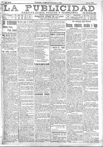 'La publicidad  : diario de avisos noticias y telegramas. Eco fiel de la opinión y verdadero defensor de los intereses morales y materiales de Granada y su provincia' - Año XXVIII Número 4284  - 1908 Noviembre 22