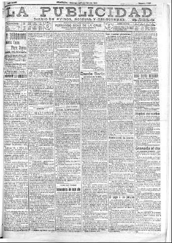 'La publicidad  : diario de avisos noticias y telegramas. Eco fiel de la opinión y verdadero defensor de los intereses morales y materiales de Granada y su provincia' - Año XXVIII Número 4302  - 1908 Diciembre 13