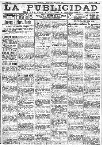 'La publicidad  : diario de avisos noticias y telegramas. Eco fiel de la opinión y verdadero defensor de los intereses morales y materiales de Granada y su provincia' - Año XXIX Número 7906  - 1909 Octubre 22