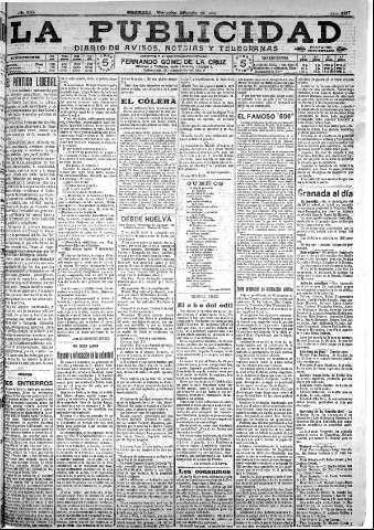'La publicidad  : diario de avisos noticias y telegramas. Eco fiel de la opinión y verdadero defensor de los intereses morales y materiales de Granada y su provincia' - Año XXX Número 8217  - 1910 Agosto 31