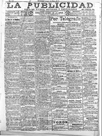 'La publicidad  : diario de avisos noticias y telegramas. Eco fiel de la opinión y verdadero defensor de los intereses morales y materiales de Granada y su provincia' - Año XXXI Número 3473  - 1911 Mayo 01