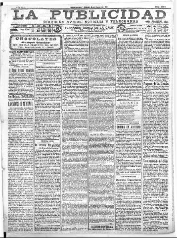 'La publicidad  : diario de avisos noticias y telegramas. Eco fiel de la opinión y verdadero defensor de los intereses morales y materiales de Granada y su provincia' - Año XXXI Número 3505  - 1911 Junio 03