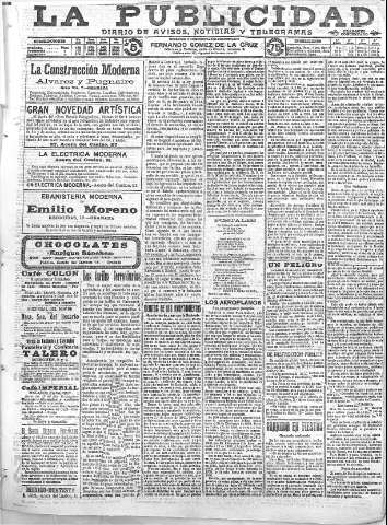 'La publicidad  : diario de avisos noticias y telegramas. Eco fiel de la opinión y verdadero defensor de los intereses morales y materiales de Granada y su provincia' - Año XXXI Número 3519  - 1911 Junio 17