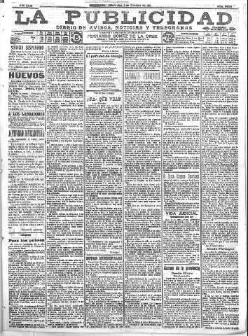 'La publicidad  : diario de avisos noticias y telegramas. Eco fiel de la opinión y verdadero defensor de los intereses morales y materiales de Granada y su provincia' - Año XXXI Número 8536  - 1911 Octubre 04