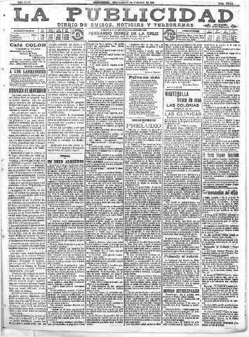 'La publicidad  : diario de avisos noticias y telegramas. Eco fiel de la opinión y verdadero defensor de los intereses morales y materiales de Granada y su provincia' - Año XXXI Número 8543  - 1911 Octubre 11