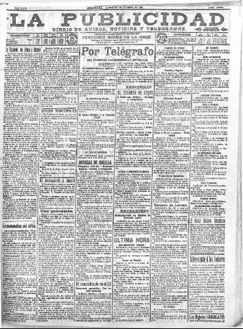 'La publicidad  : diario de avisos noticias y telegramas. Eco fiel de la opinión y verdadero defensor de los intereses morales y materiales de Granada y su provincia' - Año XXXI Número 8555  - 1911 Octubre 23