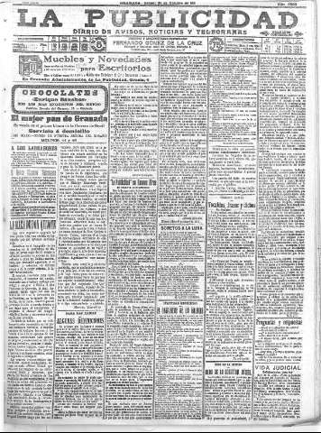 'La publicidad  : diario de avisos noticias y telegramas. Eco fiel de la opinión y verdadero defensor de los intereses morales y materiales de Granada y su provincia' - Año XXXI Número 8560  - 1911 Octubre 28