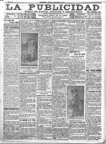 'La publicidad  : diario de avisos noticias y telegramas. Eco fiel de la opinión y verdadero defensor de los intereses morales y materiales de Granada y su provincia' - Año XXXI Número 8565  - 1911 Noviembre 02
