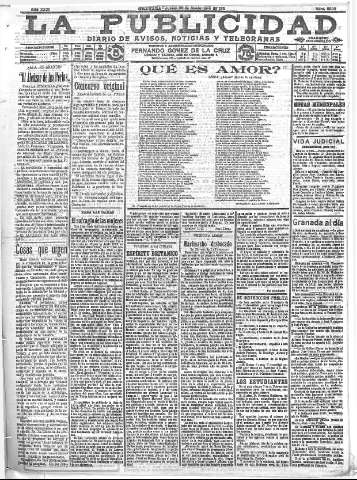 'La publicidad  : diario de avisos noticias y telegramas. Eco fiel de la opinión y verdadero defensor de los intereses morales y materiales de Granada y su provincia' - Año XXXI Número 8592  - 1911 Noviembre 30