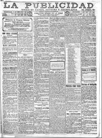 'La publicidad  : diario de avisos noticias y telegramas. Eco fiel de la opinión y verdadero defensor de los intereses morales y materiales de Granada y su provincia' - Año XXXI Número 8612  - 1911 Diciembre 20