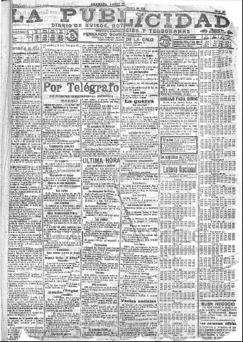 'La publicidad  : diario de avisos noticias y telegramas. Eco fiel de la opinión y verdadero defensor de los intereses morales y materiales de Granada y su provincia' - Año XXXII Número 8623  - 1912 Enero 01