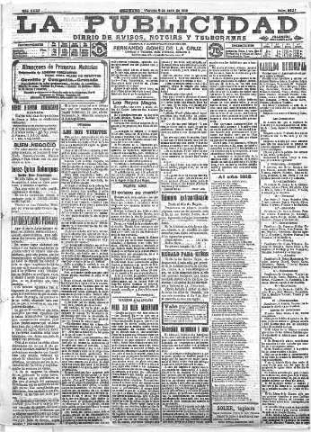 'La publicidad  : diario de avisos noticias y telegramas. Eco fiel de la opinión y verdadero defensor de los intereses morales y materiales de Granada y su provincia' - Año XXXII Número 8627  - 1912 Enero 05