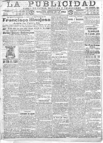 'La publicidad  : diario de avisos noticias y telegramas. Eco fiel de la opinión y verdadero defensor de los intereses morales y materiales de Granada y su provincia' - Año XXXII Número 8676  - 1912 Febrero 23