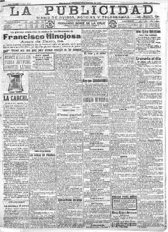 'La publicidad  : diario de avisos noticias y telegramas. Eco fiel de la opinión y verdadero defensor de los intereses morales y materiales de Granada y su provincia' - Año XXXII Número 8678  - 1912 Febrero 25