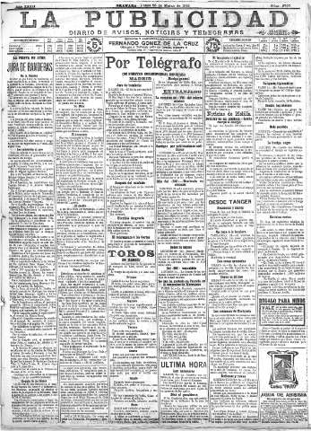 'La publicidad  : diario de avisos noticias y telegramas. Eco fiel de la opinión y verdadero defensor de los intereses morales y materiales de Granada y su provincia' - Año XXXII Número 8707  - 1912 Marzo 25
