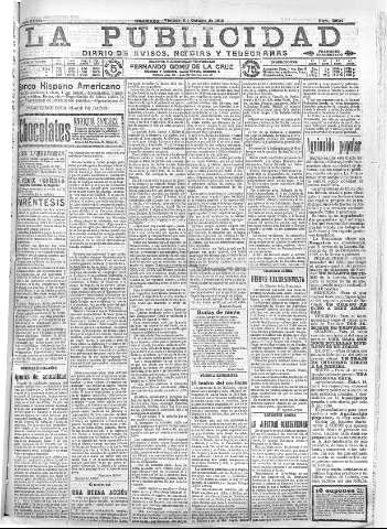 'La publicidad  : diario de avisos noticias y telegramas. Eco fiel de la opinión y verdadero defensor de los intereses morales y materiales de Granada y su provincia' - Año XXXII Número 8904  - 1912 Octubre 11