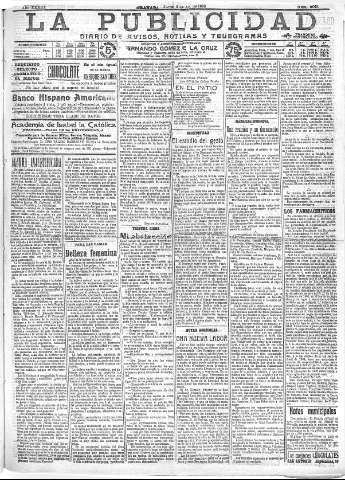 'La publicidad  : diario de avisos noticias y telegramas. Eco fiel de la opinión y verdadero defensor de los intereses morales y materiales de Granada y su provincia' - Año XXXIII Número 9052  - 1913 Abril 04