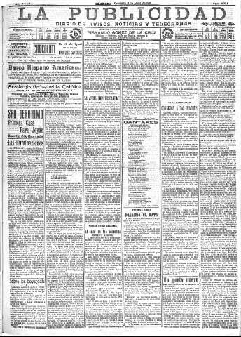 'La publicidad  : diario de avisos noticias y telegramas. Eco fiel de la opinión y verdadero defensor de los intereses morales y materiales de Granada y su provincia' - Año XXXIII Número 9055  - 1913 Abril 07