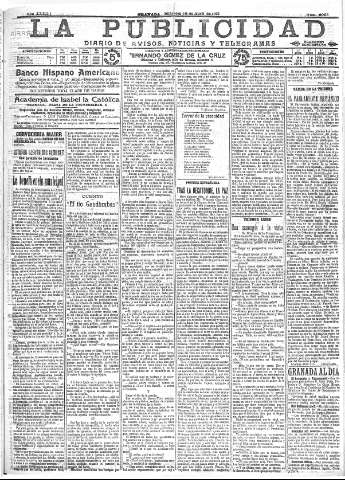 'La publicidad  : diario de avisos noticias y telegramas. Eco fiel de la opinión y verdadero defensor de los intereses morales y materiales de Granada y su provincia' - Año XXXIII Número 9063  - 1913 Abril 16