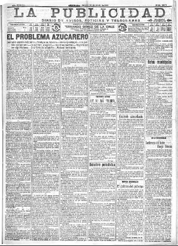 'La publicidad  : diario de avisos noticias y telegramas. Eco fiel de la opinión y verdadero defensor de los intereses morales y materiales de Granada y su provincia' - Año XXXIII Número 9073  - 1913 Abril 26