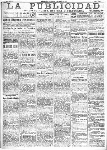 'La publicidad  : diario de avisos noticias y telegramas. Eco fiel de la opinión y verdadero defensor de los intereses morales y materiales de Granada y su provincia' - Año XXXIII Número 9096  - 1913 Mayo 21