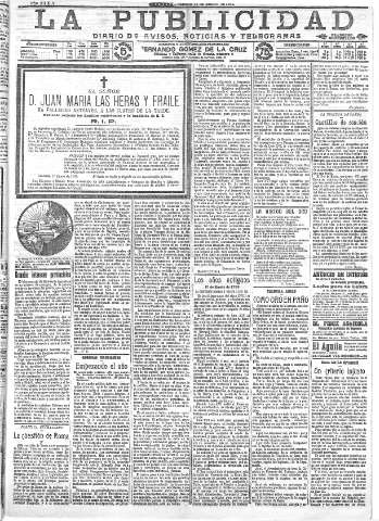 'La publicidad  : diario de avisos noticias y telegramas. Eco fiel de la opinión y verdadero defensor de los intereses morales y materiales de Granada y su provincia' - Año XXXIV Número 9343  - 1914 Enero 17