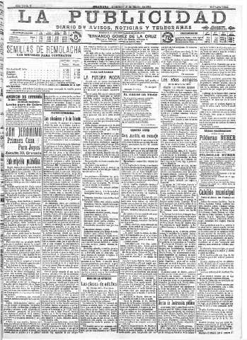'La publicidad  : diario de avisos noticias y telegramas. Eco fiel de la opinión y verdadero defensor de los intereses morales y materiales de Granada y su provincia' - Año XXXIV Número 9344  - 1914 Enero 18