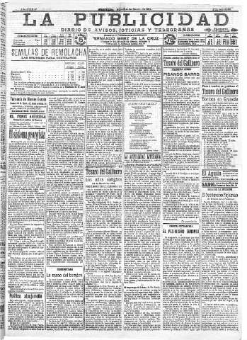 'La publicidad  : diario de avisos noticias y telegramas. Eco fiel de la opinión y verdadero defensor de los intereses morales y materiales de Granada y su provincia' - Año XXXIV Número 9350  - 1914 Enero 24