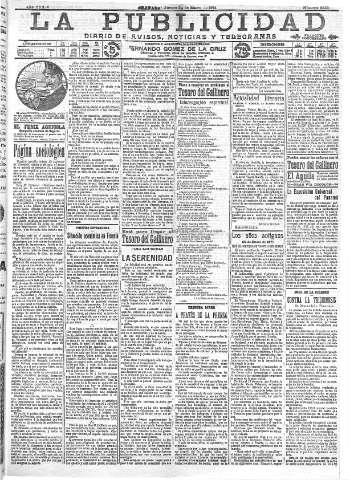 'La publicidad  : diario de avisos noticias y telegramas. Eco fiel de la opinión y verdadero defensor de los intereses morales y materiales de Granada y su provincia' - Año XXXIV Número 9355  - 1914 Enero 29