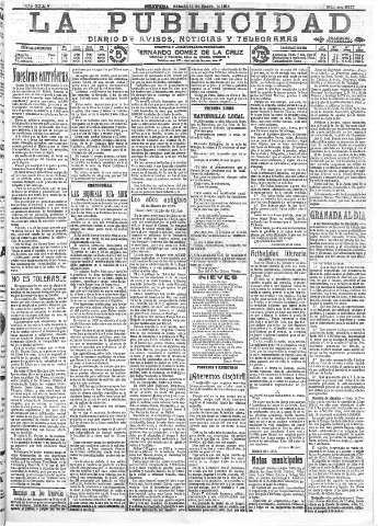 'La publicidad  : diario de avisos noticias y telegramas. Eco fiel de la opinión y verdadero defensor de los intereses morales y materiales de Granada y su provincia' - Año XXXIV Número 9357  - 1914 Enero 31