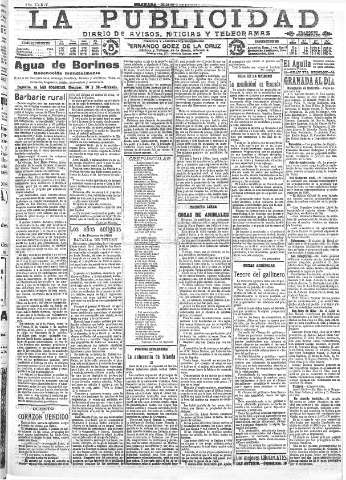 'La publicidad  : diario de avisos noticias y telegramas. Eco fiel de la opinión y verdadero defensor de los intereses morales y materiales de Granada y su provincia' - Año XXXIV Número 9362  - 1914 Febrero 04