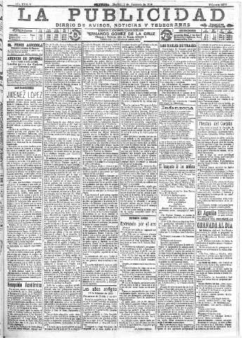 'La publicidad  : diario de avisos noticias y telegramas. Eco fiel de la opinión y verdadero defensor de los intereses morales y materiales de Granada y su provincia' - Año XXXIV Número 9375  - 1914 Febrero 17