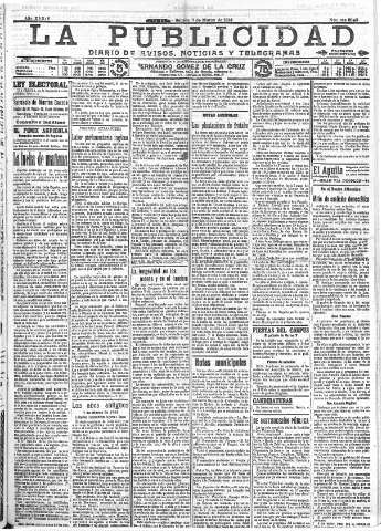 'La publicidad  : diario de avisos noticias y telegramas. Eco fiel de la opinión y verdadero defensor de los intereses morales y materiales de Granada y su provincia' - Año XXXIV Número 9393  - 1914 Marzo 07