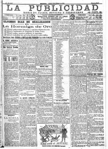 'La publicidad  : diario de avisos noticias y telegramas. Eco fiel de la opinión y verdadero defensor de los intereses morales y materiales de Granada y su provincia' - Año XXXIV Número 9407  - 1914 Marzo 21