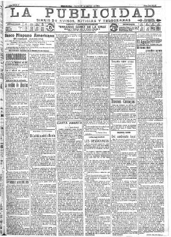 'La publicidad  : diario de avisos noticias y telegramas. Eco fiel de la opinión y verdadero defensor de los intereses morales y materiales de Granada y su provincia' - Año XXXIV Número 9412  - 1914 Marzo 26