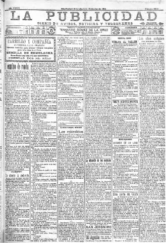 'La publicidad  : diario de avisos noticias y telegramas. Eco fiel de la opinión y verdadero defensor de los intereses morales y materiales de Granada y su provincia' - Año XXXIV Número 9654  - 1914 Diciembre 02