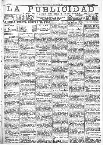 'La publicidad  : diario de avisos noticias y telegramas. Eco fiel de la opinión y verdadero defensor de los intereses morales y materiales de Granada y su provincia' - Año XXXIV Número 9668  - 1914 Diciembre 16