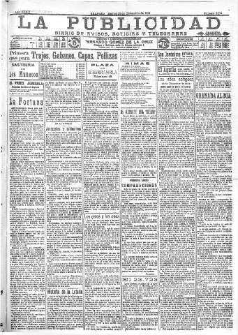 'La publicidad  : diario de avisos noticias y telegramas. Eco fiel de la opinión y verdadero defensor de los intereses morales y materiales de Granada y su provincia' - Año XXXIV Número 9674  - 1914 Diciembre 22
