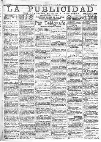 'La publicidad  : diario de avisos noticias y telegramas. Eco fiel de la opinión y verdadero defensor de los intereses morales y materiales de Granada y su provincia' - Año XXXIV Número 9679  - 1914 Diciembre 28