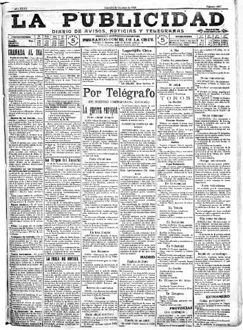 'La publicidad  : diario de avisos noticias y telegramas. Eco fiel de la opinión y verdadero defensor de los intereses morales y materiales de Granada y su provincia' - Año XXXV Número 9897  - 1915 Octubre 04