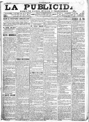 'La publicidad  : diario de avisos noticias y telegramas. Eco fiel de la opinión y verdadero defensor de los intereses morales y materiales de Granada y su provincia' - Año XXXV Número 9900  - 1915 Octubre 07