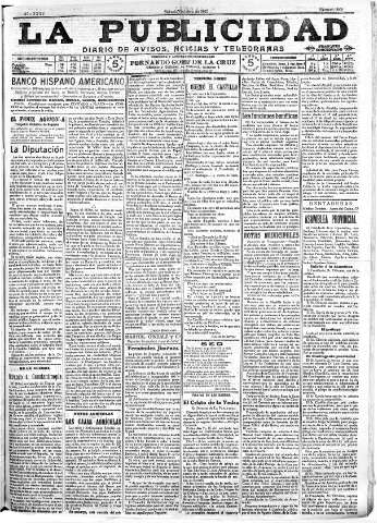 'La publicidad  : diario de avisos noticias y telegramas. Eco fiel de la opinión y verdadero defensor de los intereses morales y materiales de Granada y su provincia' - Año XXXV Número 9902  - 1915 Octubre 09