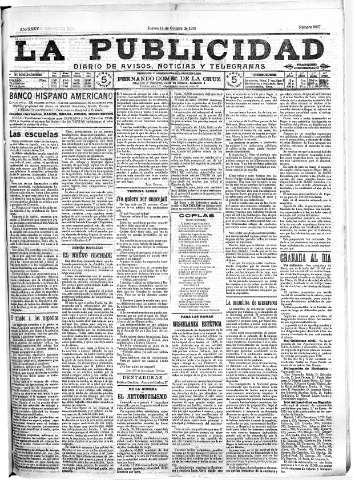 'La publicidad  : diario de avisos noticias y telegramas. Eco fiel de la opinión y verdadero defensor de los intereses morales y materiales de Granada y su provincia' - Año XXXV Número 9907  - 1915 Octubre 14