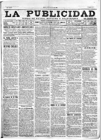 'La publicidad  : diario de avisos noticias y telegramas. Eco fiel de la opinión y verdadero defensor de los intereses morales y materiales de Granada y su provincia' - Año XXXV Número 9912  - 1915 Octubre 19