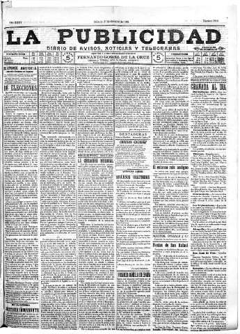 'La publicidad  : diario de avisos noticias y telegramas. Eco fiel de la opinión y verdadero defensor de los intereses morales y materiales de Granada y su provincia' - Año XXXV Número 9916  - 1915 Octubre 23