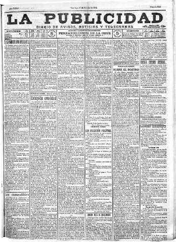 'La publicidad  : diario de avisos noticias y telegramas. Eco fiel de la opinión y verdadero defensor de los intereses morales y materiales de Granada y su provincia' - Año XXXV Número 9924  - 1915 Octubre 31