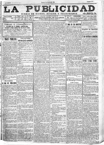 'La publicidad  : diario de avisos noticias y telegramas. Eco fiel de la opinión y verdadero defensor de los intereses morales y materiales de Granada y su provincia' - Año XXXV Número 9928  - 1915 Noviembre 04