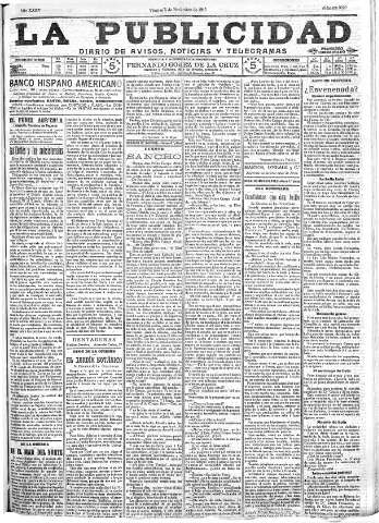 'La publicidad  : diario de avisos noticias y telegramas. Eco fiel de la opinión y verdadero defensor de los intereses morales y materiales de Granada y su provincia' - Año XXXV Número 9929  - 1915 Noviembre 05