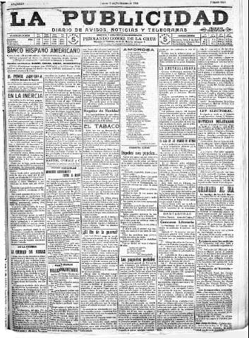 'La publicidad  : diario de avisos noticias y telegramas. Eco fiel de la opinión y verdadero defensor de los intereses morales y materiales de Granada y su provincia' - Año XXXV Número 9935  - 1915 Noviembre 11